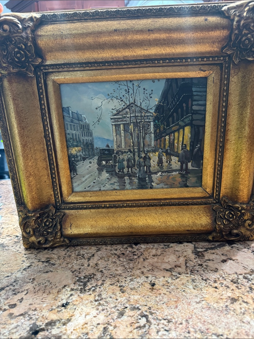 Gold Framed Paris Street Scene Wall Art Print - Unbranded